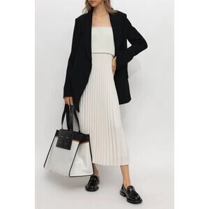 Proenza Schouler Pleated Tank Midi Dress Faux Leather Smocked‎ Top Size 12